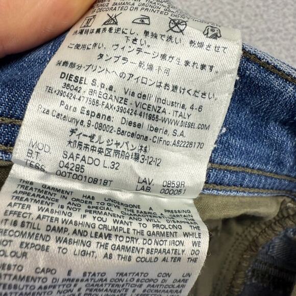 Diesel jeans mens 34x32 Fits 36x33 Blue Safado Regular Slim Straight Vintage y2k - Picture 14 of 15